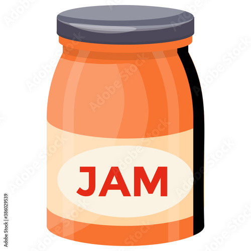 
A glass jar having delicious orange jam 
