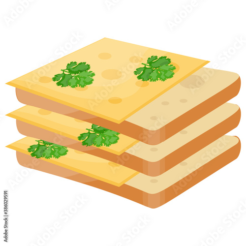 Whole wheat cheese sandwich with mozzarella cheese slices and parsley 