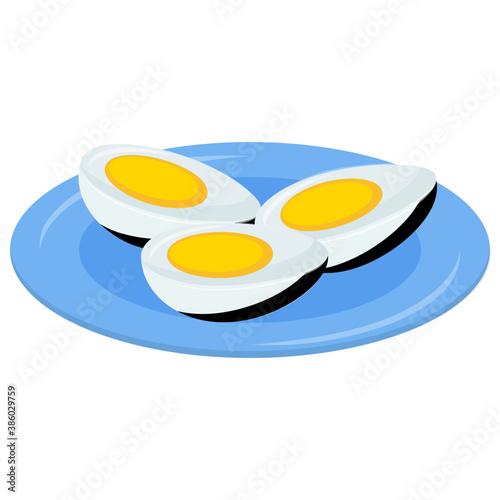 
A plate of hard boiled eggs in two halves 
