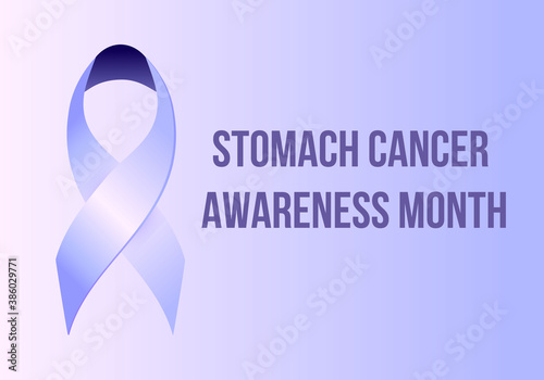 Stomach cancer awareness month concept vector. Event is celebrated in November. Periwinkle ribbon isolated on purple background.