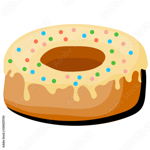 
Freshly baked donuts with maple syrup or honey dripping 

