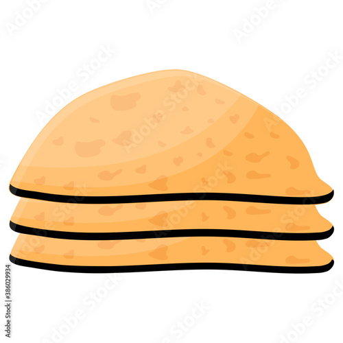 
A caramel thin layer of pastry, crepes vector icon 
