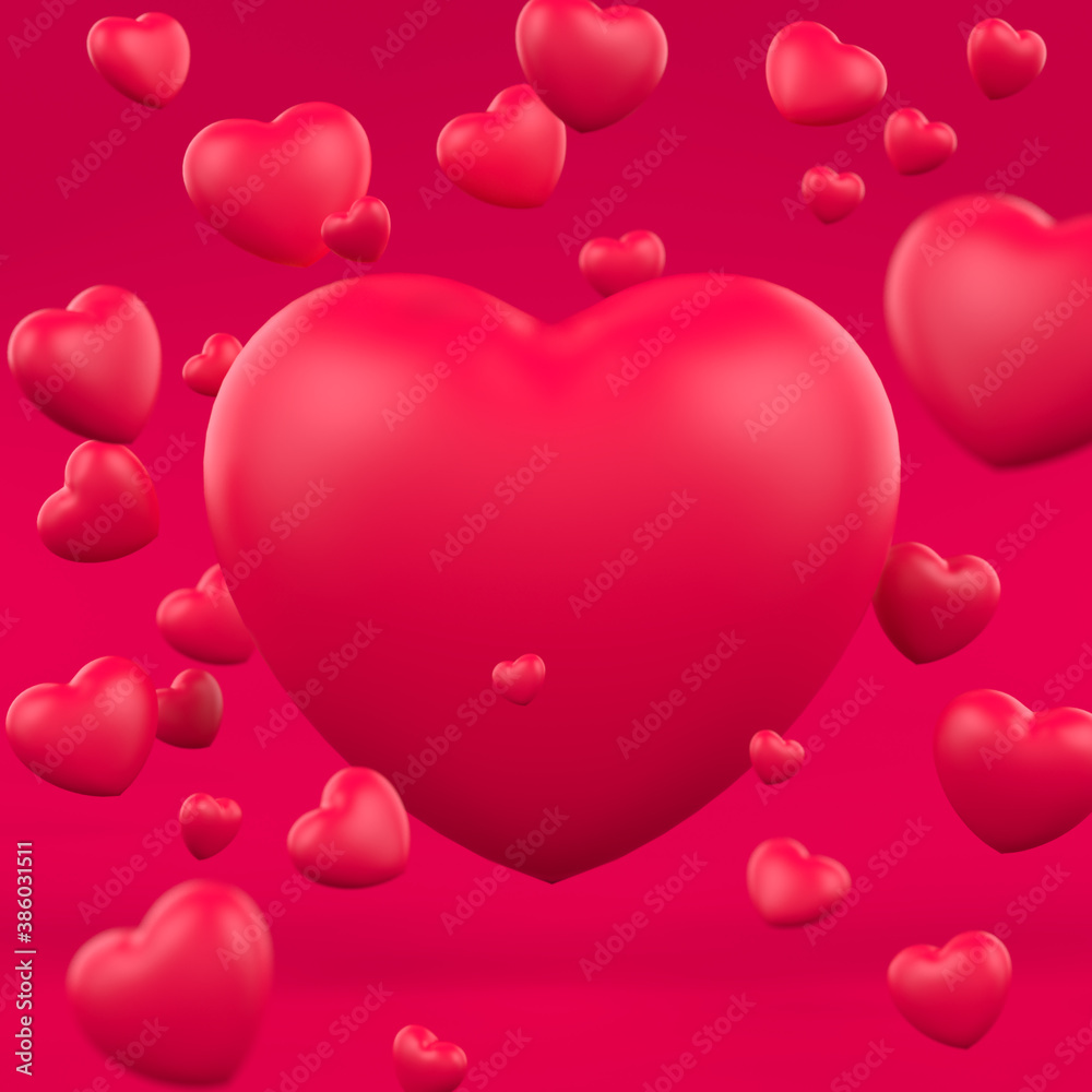 Love heart background. Valentine background. Romantic wedding background,valentines day concept. 3D illustration