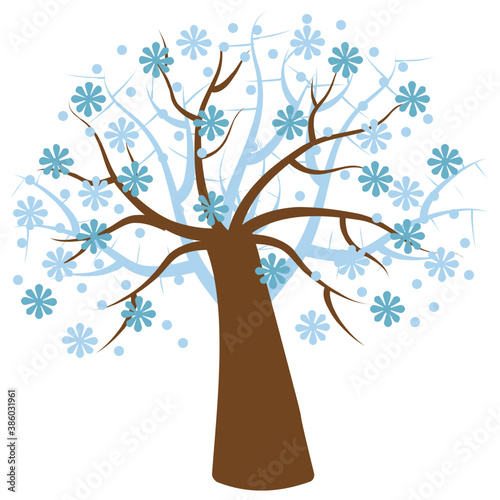 
Beautiful winter tree having frosty branches in winter season
