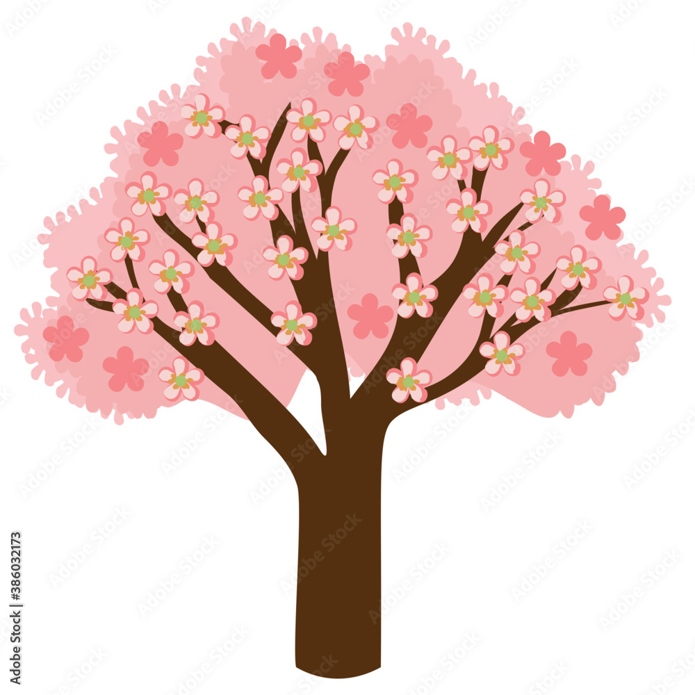 
A flowering seasonal spring tree, flat icon vector 
