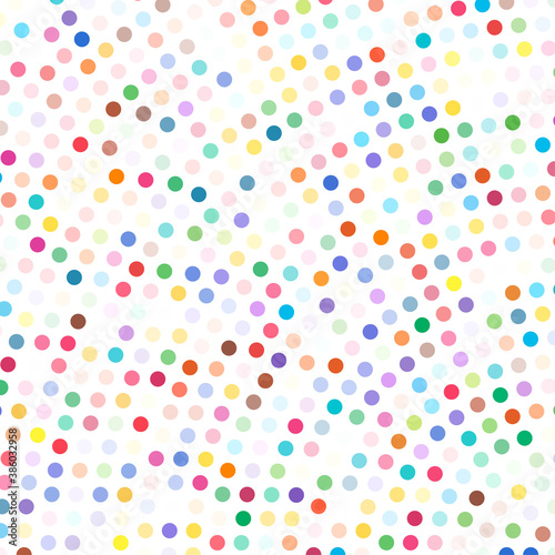 Random colourful circles, dots halftone (half tone) element in spiral, circular and radial style.Dots in swirl, twirl, rotation pattern. Color speckles, freckles, stipple.Stippling vector illustration