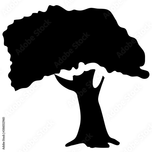 
Tree with single leaf structure as one leaf on one stem, this is apple tree icon 
