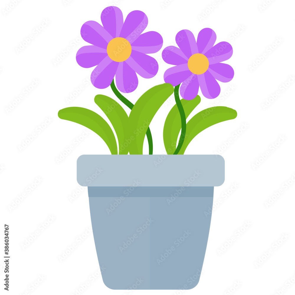 
A pot with purple flowers depicting purple gerbera daisy 
