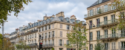 Paris, typical buildings in the Marais, in the center of the french capital