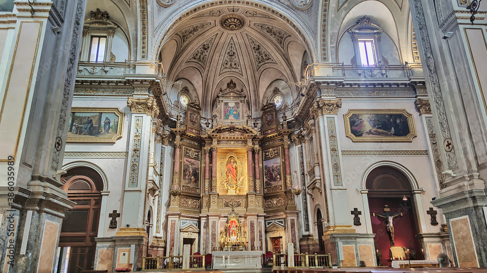 Main altar and architecture of the basilica of the Sacred Heart of Jesus in Valencia