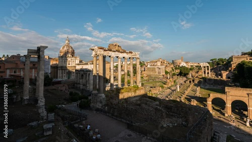 Wide timelapse of Roman Forum with clouds, Rome, Italy photo