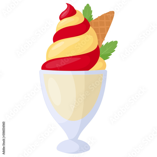 
Swirl shaped rainbow colored ice cream cone 
