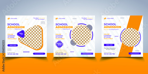 School Admission social media post, promotional discount Back to school admission social media post banner template Design. Facebook post