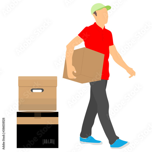 
Male avatar with some boxes around  exemplifying logistics manager  icon
