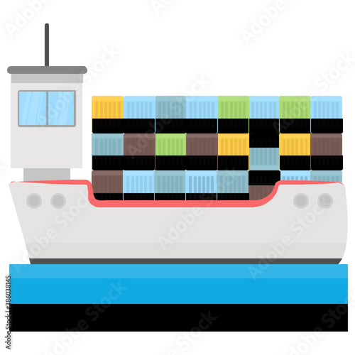 
A cruise loaded with packages, cartons, moving in sea to grip freight ship icon
