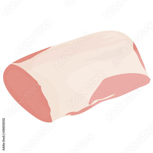 
A round meatloaf with white fatty substance on it depicting beef

