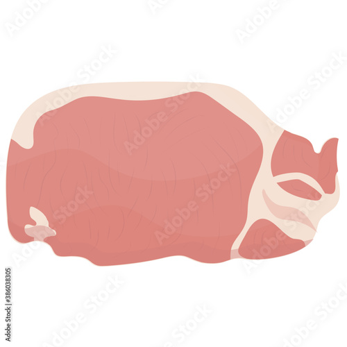 
A round meatloaf with white fatty substance on it depicting beef
