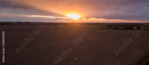 Sunset over Hampshire fields