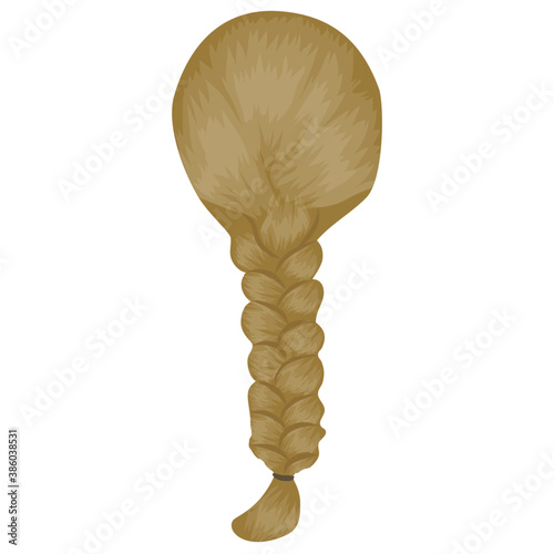 
Backside of a female with long braid denoting braid hairstyle 
