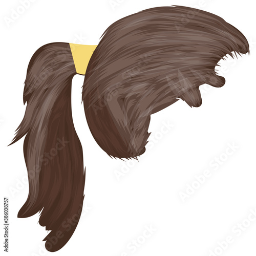 
Girl showing side pose tied in ponytail
