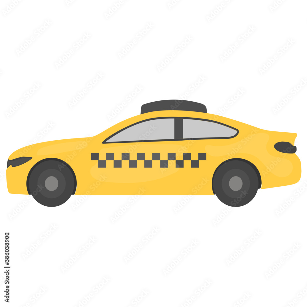 
A vehicle in conventional cab color baptized as taxi, taxicab icon
