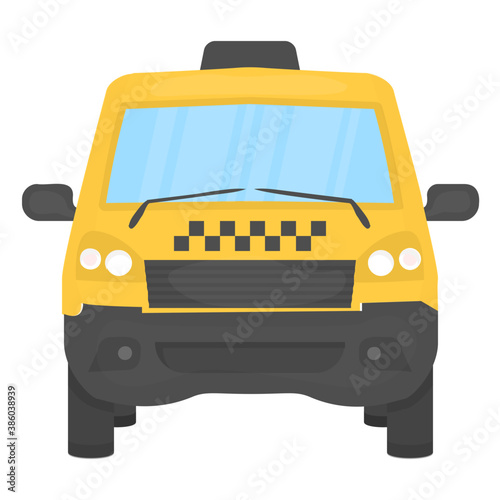 
A vehicle in conventional cab color baptized as taxi, taxicab icon

