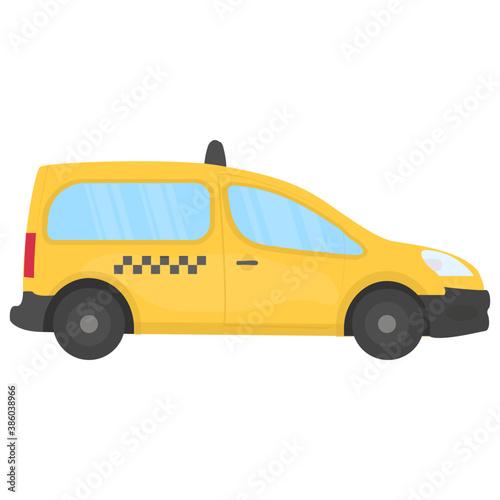  A vehicle in conventional cab color baptized as taxi, taxicab icon 