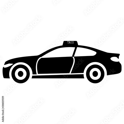 

A vehicle in conventional cab color baptized as taxi, taxicab icon
