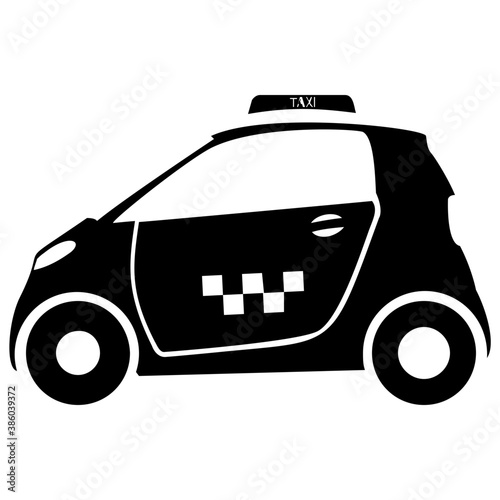 

A vehicle in conventional cab color baptized as taxi, taxicab icon
