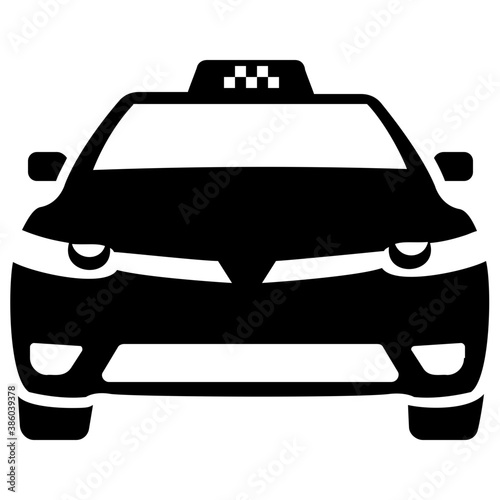 

A vehicle in conventional cab color baptized as taxi, taxicab icon

