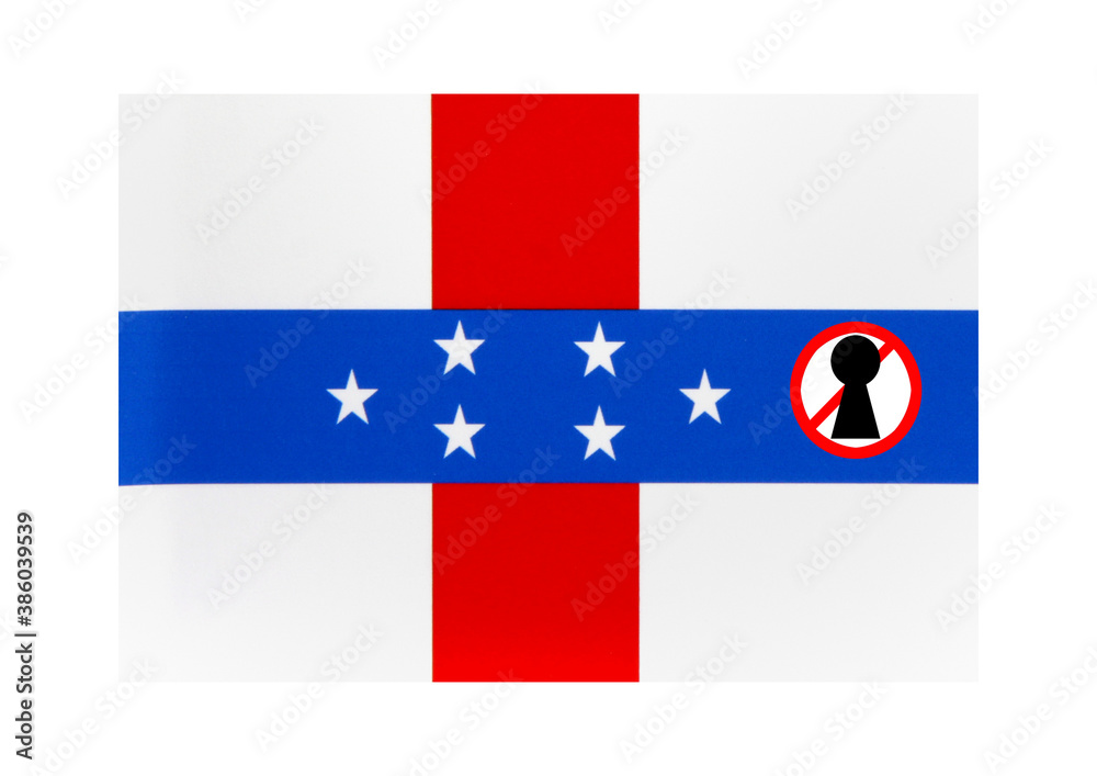 Antilles flag with covid 19 warning
