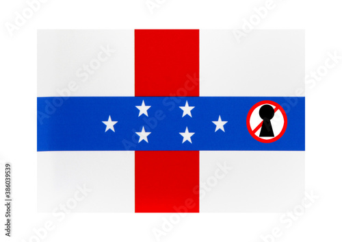 Obraz na płótnie Antilles flag with covid 19 warning w salonie