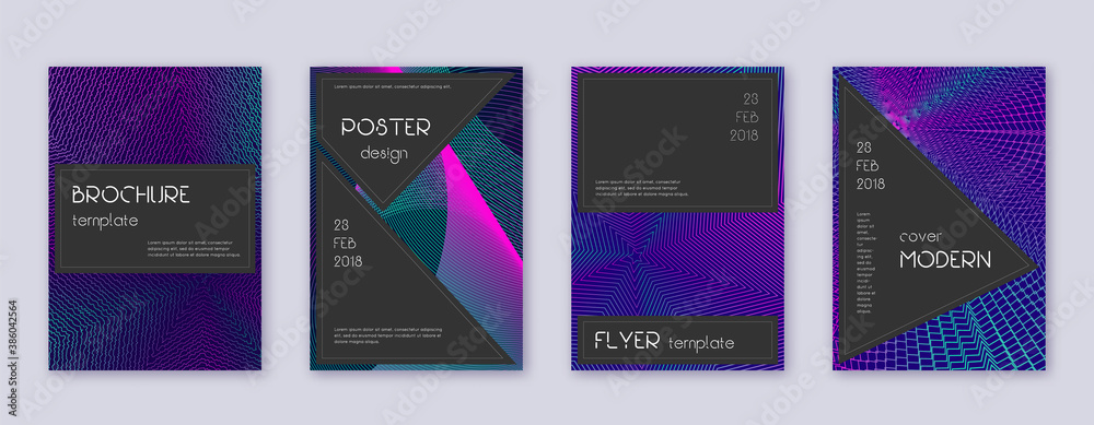 Black brochure design template set. Neon abstract Black brochure design template set. Neon abstract
