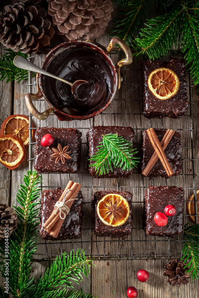 Top view of gingerbread cubes for Christmas Top view of gingerbread cubes for Christmas
