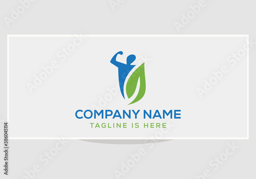 Green leafs bio logo organic. Bio logo. Fitness logo design.