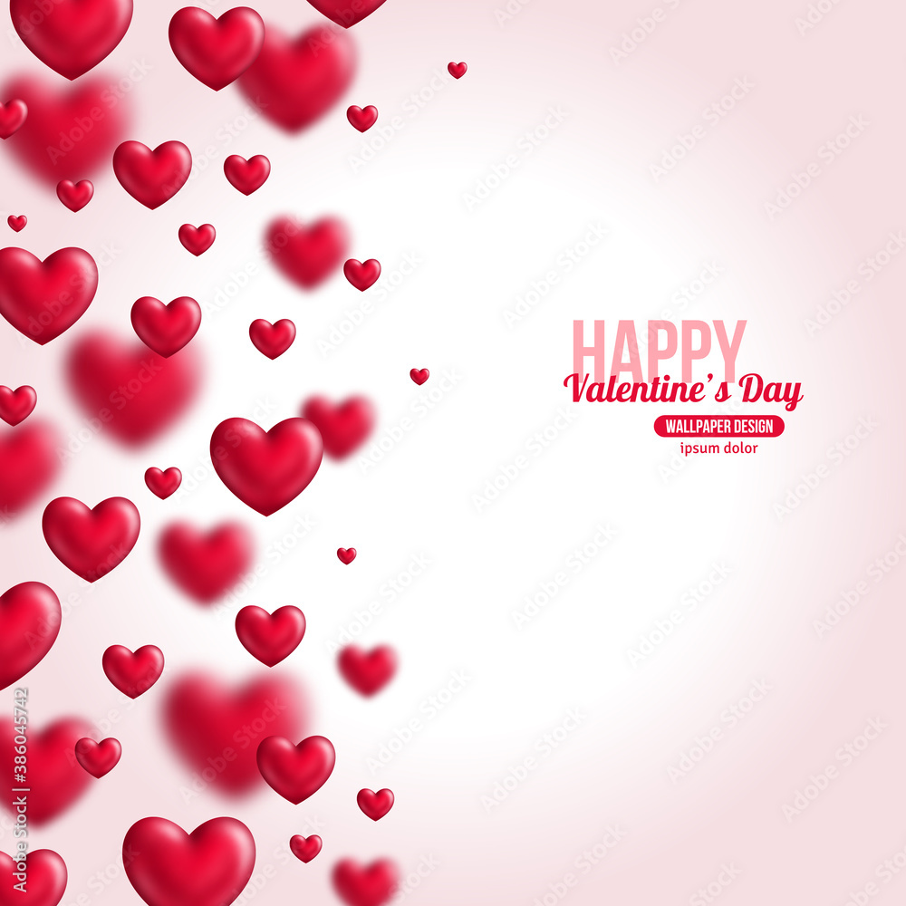 Valentine's day background with shining flying hearts. Vector illustration. Place for your text message. Light vector background. Romantic Lovely Design for Mothers Day.