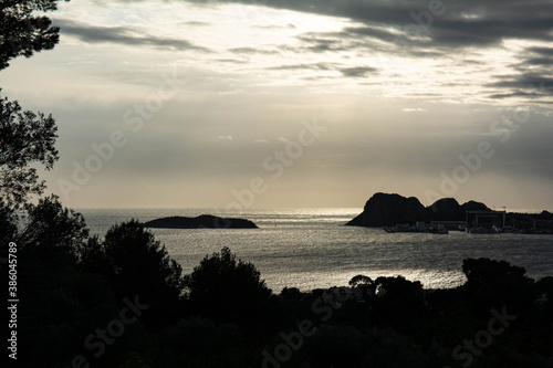 Backlight view of a part of La Ciotat bay. The  