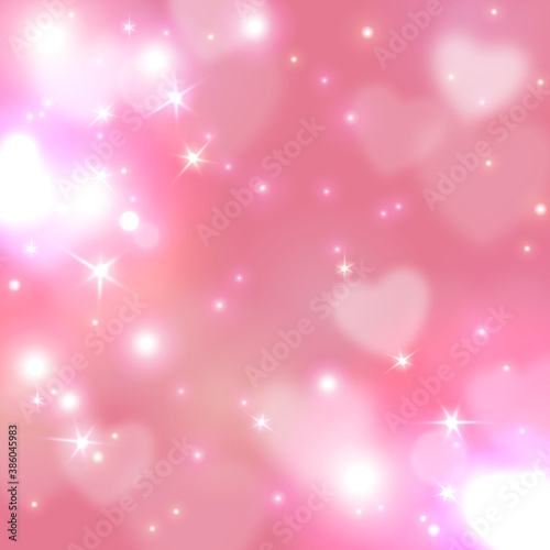 Happy valentines day background. Vector illustration. Romantic pattern with hearts out of focus.