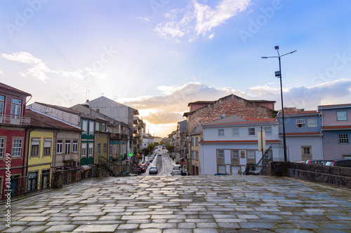 Stone path with sunset in the city of Braga, November 8, 2019
