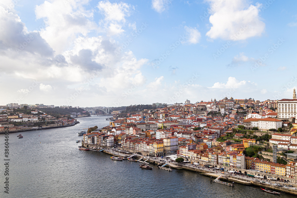 View of the city of Porto seen by the city Vila Nova de Gaia in Portugal, 05 November 2019
