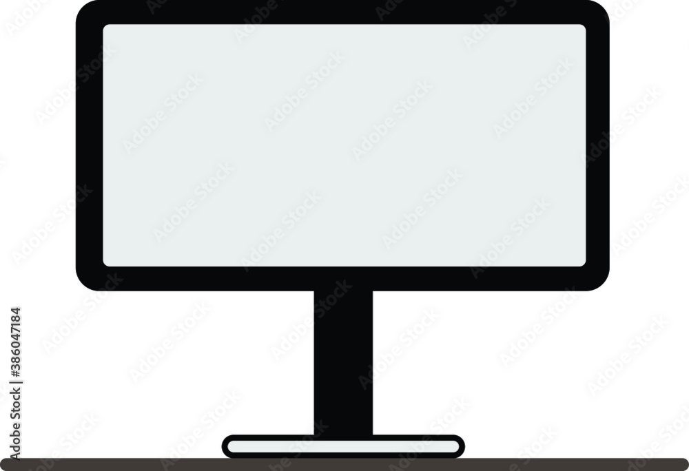 Vector image of the monitor icon standing on the table Vector image of the monitor icon standing on the table