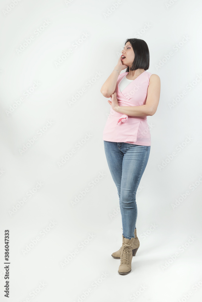 woman with surprise expression and attire in studio woman with surprise expression and attire in studio