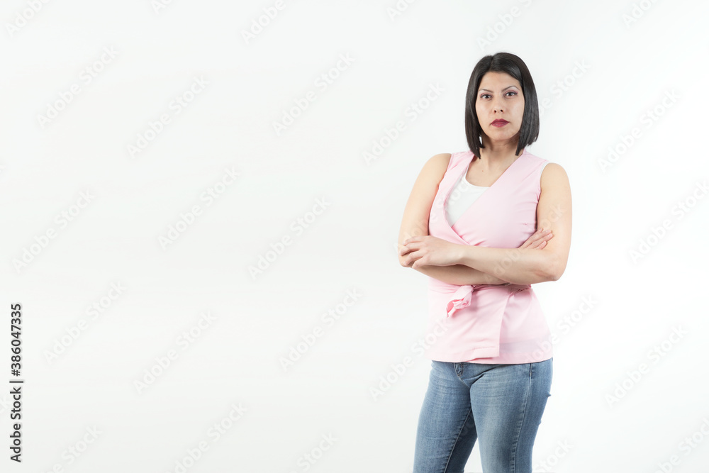 woman with seriously expression and attire in studio woman with seriously expression and attire in studio