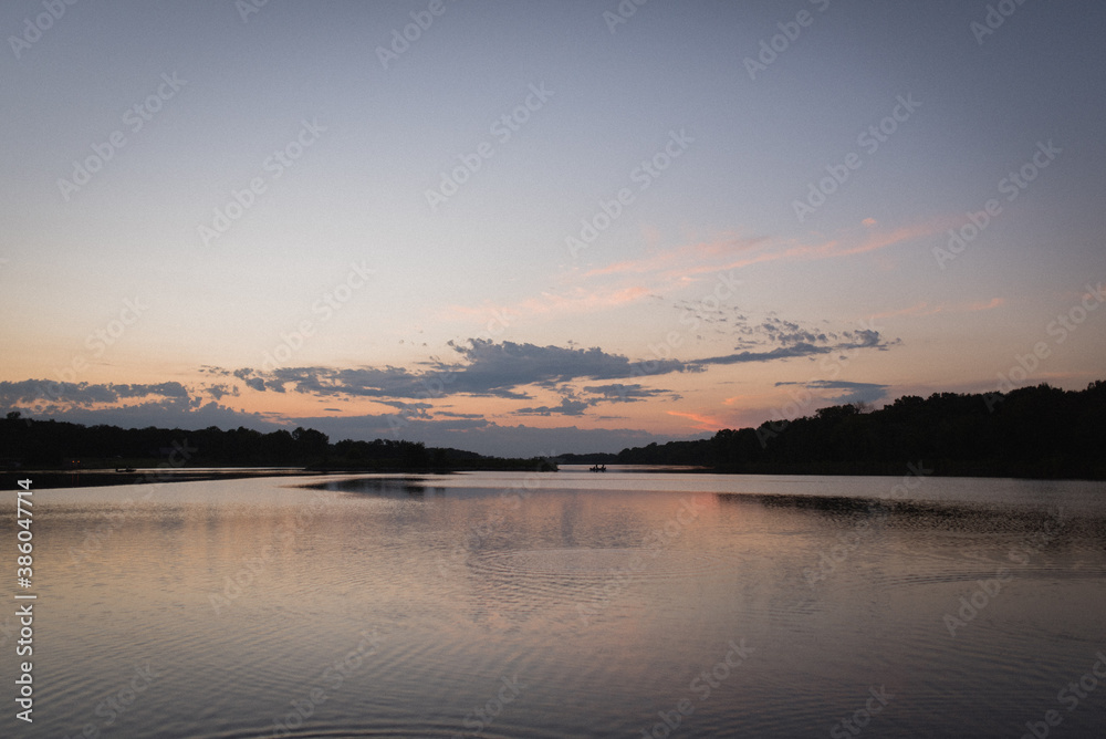 sunset over lake