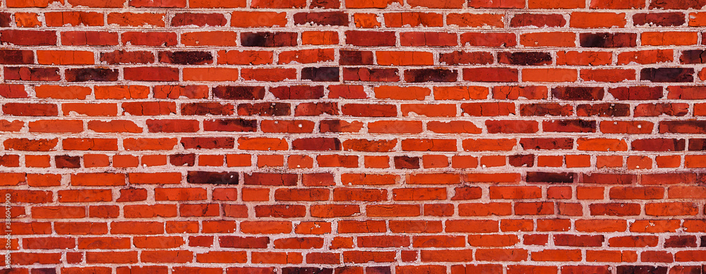 Red Brick wall of clinker bricks masonry - old brick wall of clay brick with cement seams Red Brick wall of clinker bricks masonry - old brick wall of clay brick with cement seams