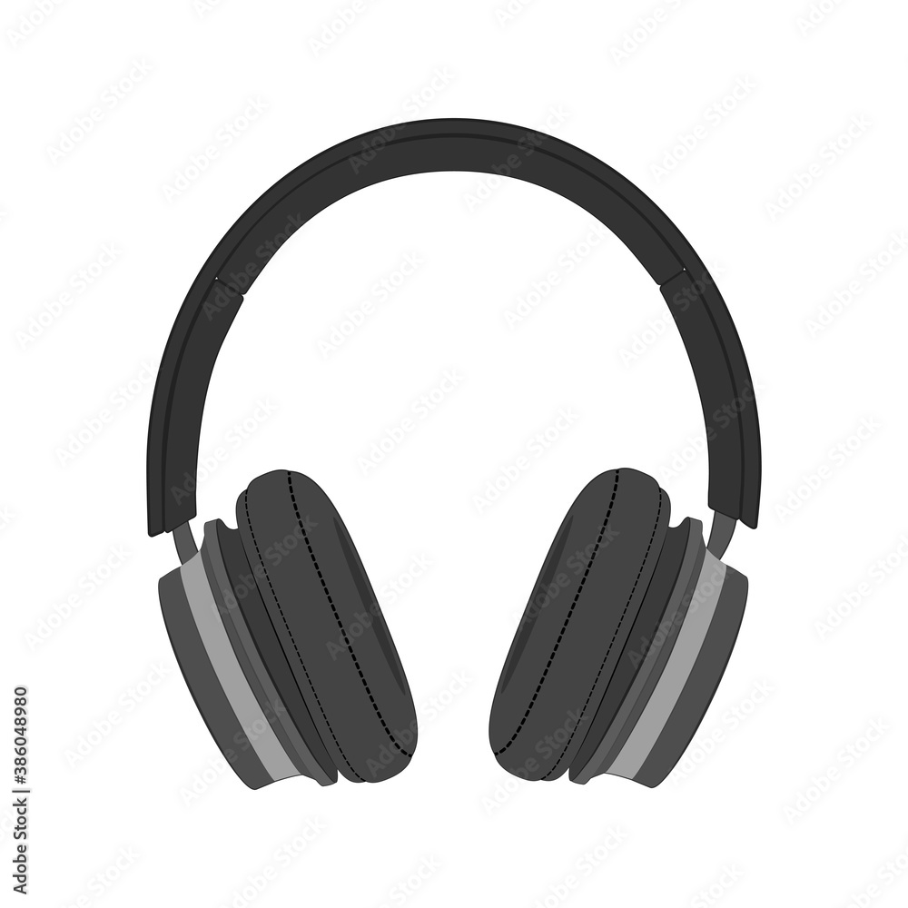Headphones.Large black headphones. Headphones.Large black headphones.