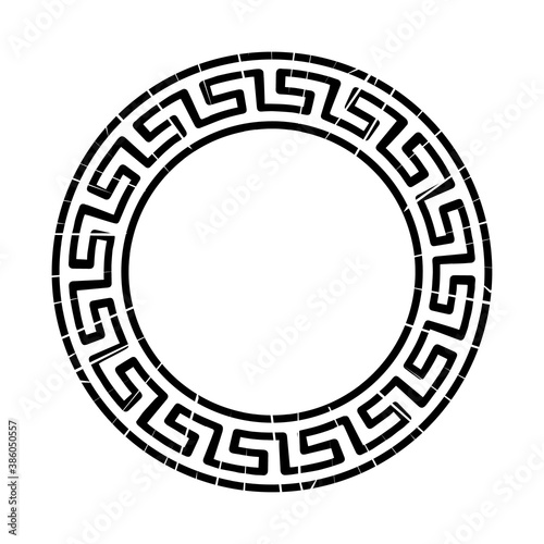 Vintage frames. Vector illustration. Decorative round frame in Greek style for photo or text. Abstract geometric ornament in the form of a circle isolated on white background.