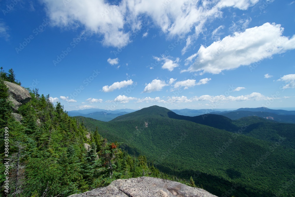 Landscape of mountains in New England with sky and clouds
