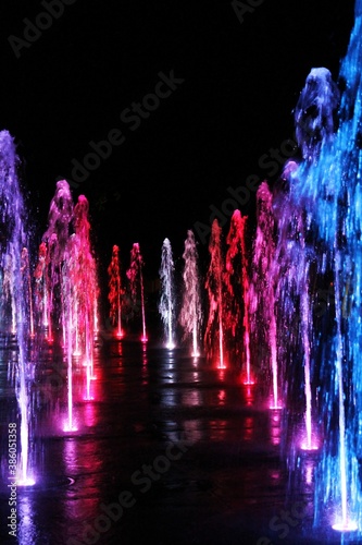 Multi colored fountains