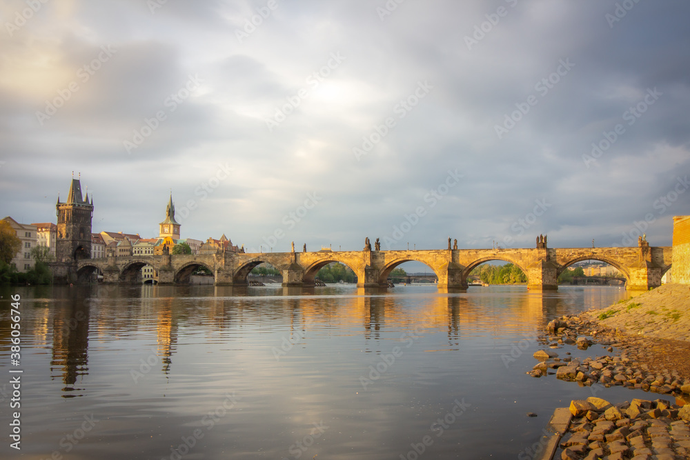 Early in the morning Charles Bridge, Prague